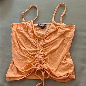 Orange Ruched Tank Top